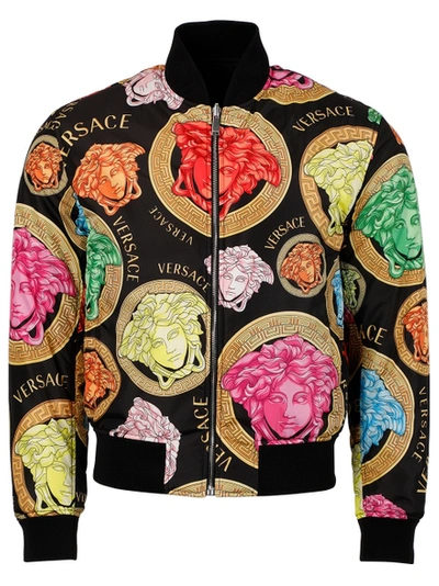 Shop Versace Multicolored Medusa Amplified Print Bomber Jacket