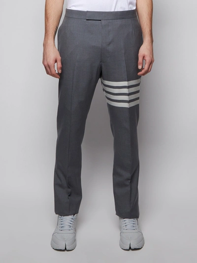 Shop Thom Browne Classic Backstrap 4-bar Trouser, Medium Grey