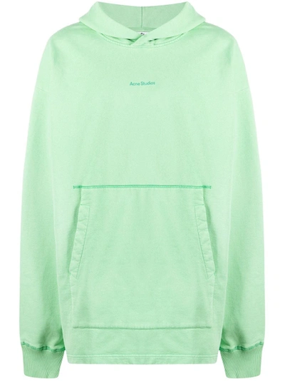 Shop Acne Studios Organic Cotton Hooded Sweatshirt Mint Green