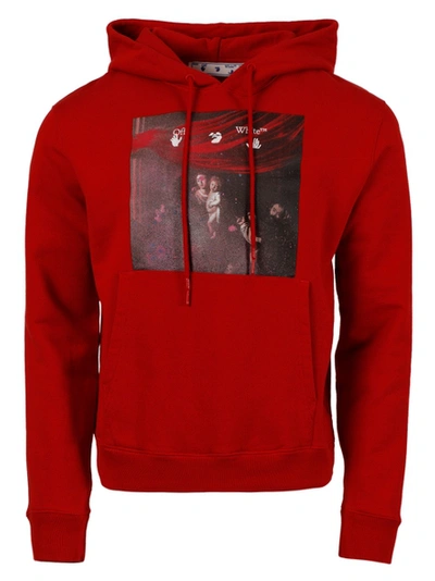 Shop Off-white Sprayed Caravaggio Hoodie, Samba Red And White