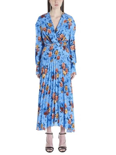 Shop Magda Butrym Milano Floral Print Pleated Dress In Multi