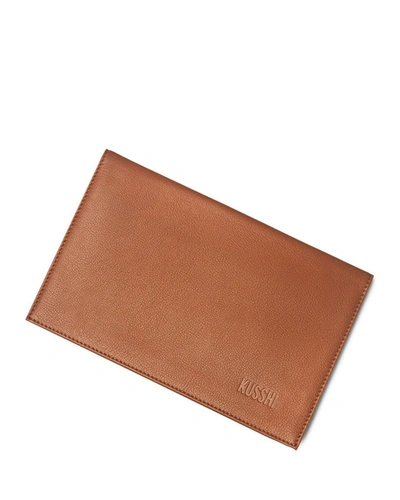 Shop Kusshi Leather Clutch Cover + Brush Organizer In Camel Leather