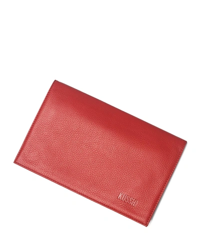 Shop Kusshi Leather Clutch Cover + Brush Organizer In Red Leather
