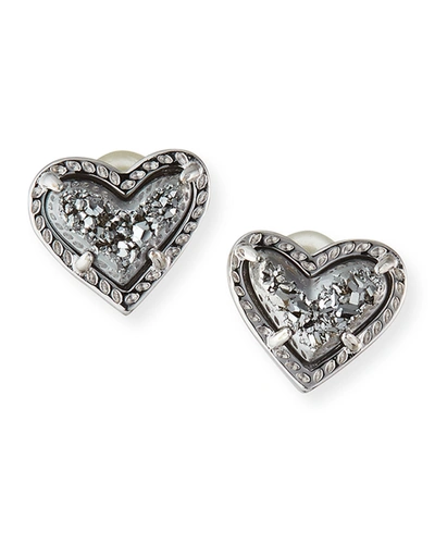 Shop Kendra Scott Ari Heart Stud Earrings In Silver
