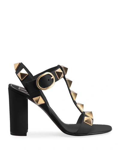 Valentino Garavani Valentino Roman Stud 90 Leather Sandal In Black