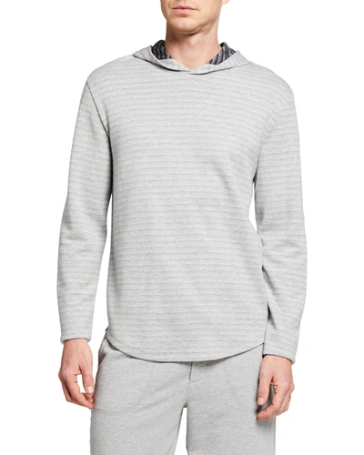 Shop Vince Men's Feeder-stripe Pullover Hoodie In H Grey/h Charcoal