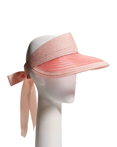 Shop Eugenia Kim Ricky Horsehair & Straw Visor In Pale Pink