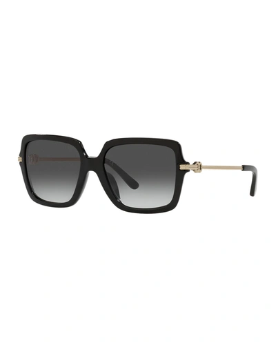 Shop Tory Burch Oversized Square Acetate Sunglasses In Black