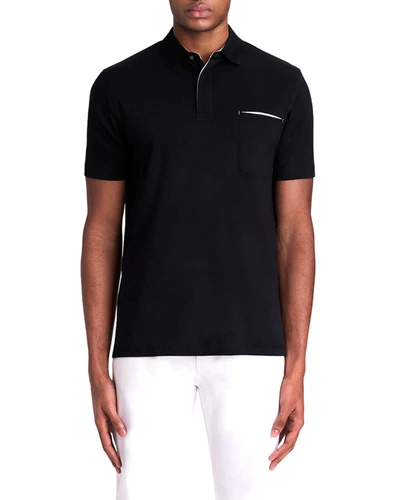 Shop Bugatchi Men's Pima Cotton Polo Shirt In Black