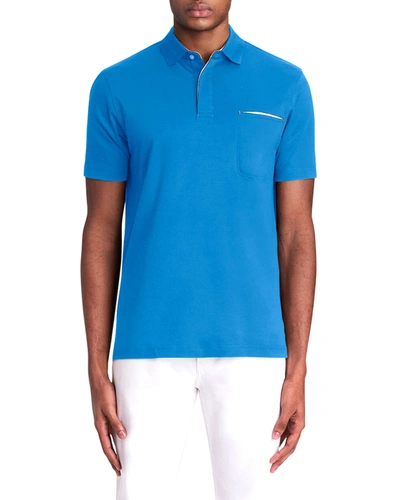 Shop Bugatchi Men's Pima Cotton Polo Shirt In Turquoise