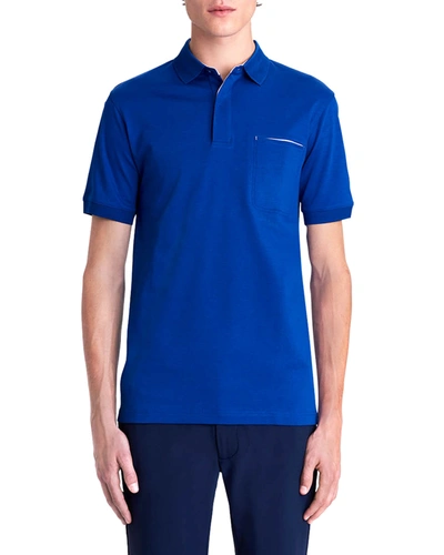 Shop Bugatchi Men's Pima Cotton Polo Shirt In Night Blue