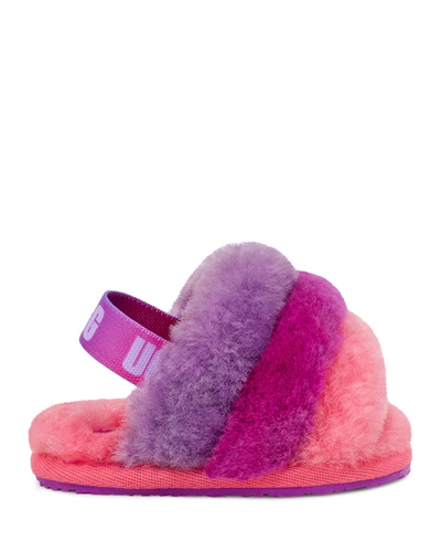 Shop Ugg Girl's Fluff Yeah Multicolored Shearling Slides, Baby/kids In Purple
