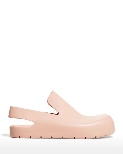 Shop Bottega Veneta Men's Puddle Rubber Clog Sandals In Peachy