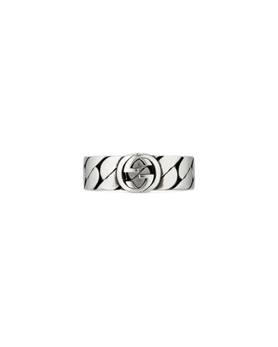 Gucci Interlocking-g Sterling Silver Ring In Silver
