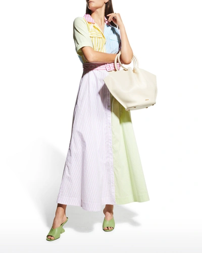 Shop Staud Millie Belted Mulitcolor Maxi Dress In Stripe Multi