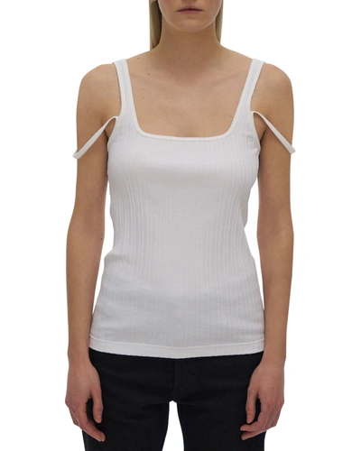 Shop Helmut Lang Square-neck Ribbed Double-strap Tank In Blk