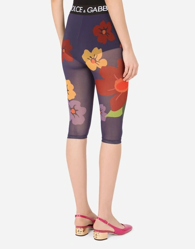 Shop Dolce & Gabbana Floral-print Marquisette Cycling Shorts With Branded Elastic In Multicolor