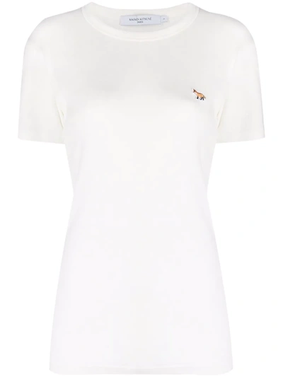 Shop Maison Kitsuné Logo-patch T-shirt In Weiss