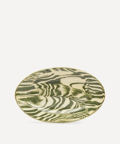 Shop Henry Holland Studio Green And White Small Serving Platter In Green/ivory