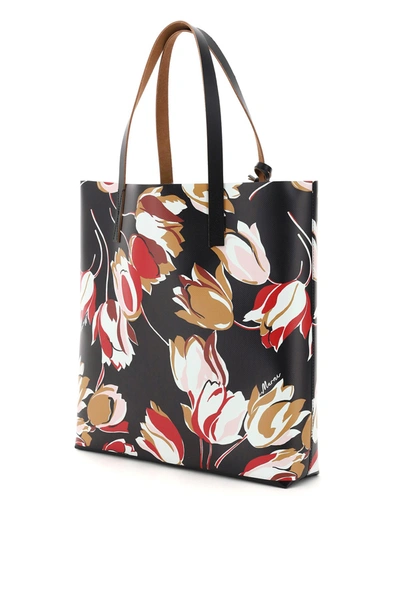 Shop Marni Tulips Print Pvc Tote Bag In Mixed Colours