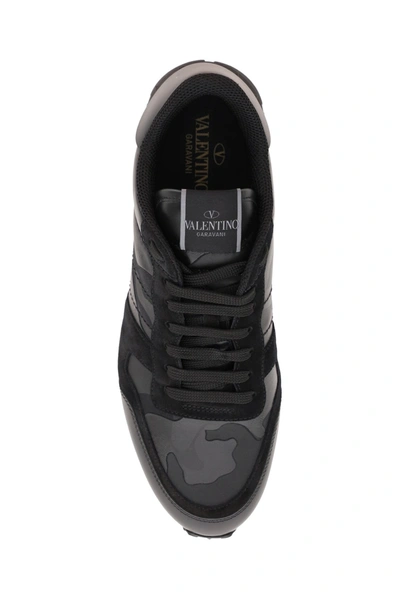Shop Valentino Garavani Camouflage Rockrunner Sneakers In Black