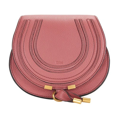 Shop Chloé Marcie Small Saddle Bag In Faded Rose