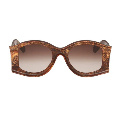 Shop Loewe Sunglasses Paula's Ibiza In Gradient Brown Shiny Radica