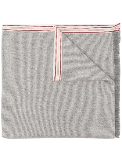 Shop Brunello Cucinelli Stripe Detailing Scarf In Grey