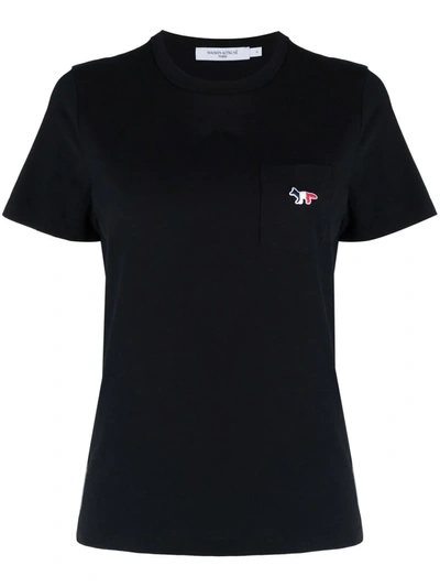 Shop Maison Kitsuné Logo-patch T-shirt In Black