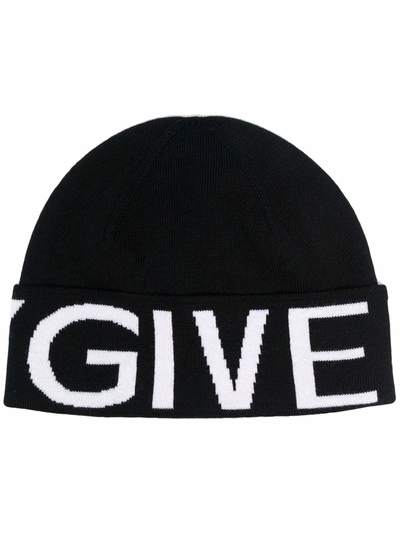 Shop Givenchy Intarsia-knit Wool Beanie In Black