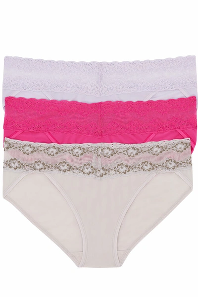 Shop Natori Intimates Bliss Perfection One-size V-kini 3 Pack Panty In Iris Bliss/rosebloom/mink
