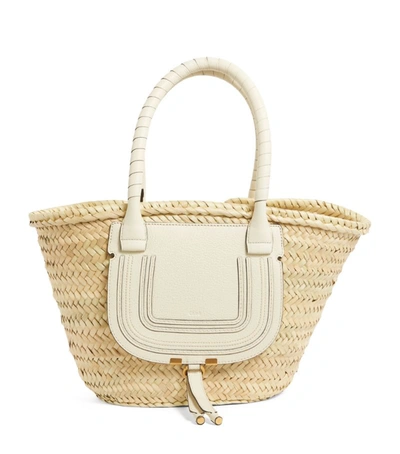 Shop Chloé Medium Marcie Basket Bag In White
