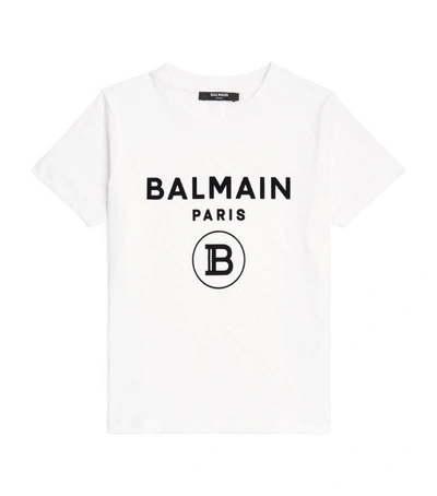 Shop Balmain Kids Logo T-shirt (4-16 Years) In White