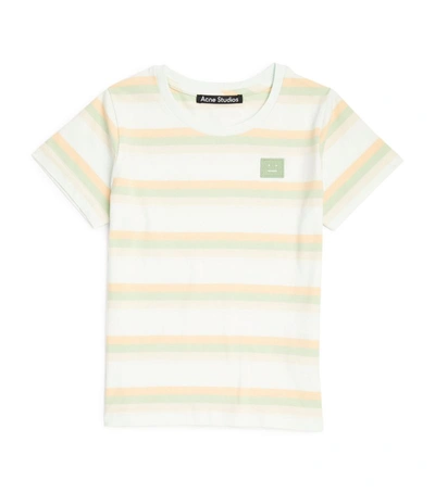 Shop Acne Studios Striped Nash Face T-shirt (3-10 Years) In Green