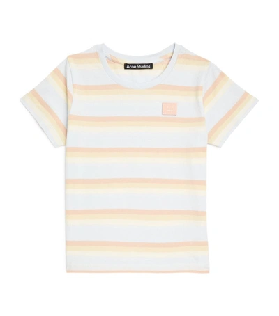Shop Acne Studios Striped Nash Face T-shirt (3-10 Years) In Blue