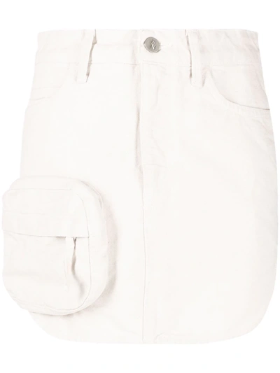 Shop Attico Pocket-detail Denim Skirt In Nude