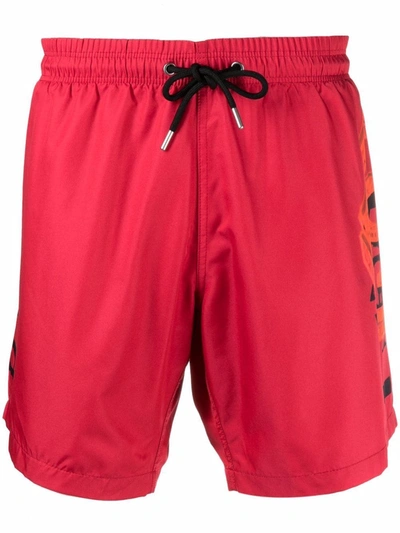 Shop Philipp Plein Logo-print Swimming Shorts In Red