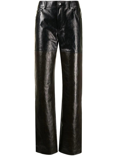 Shop Peter Do Leather Combo Pants In Black