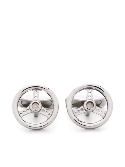 Shop Chopard Racing Steering Wheel Cufflinks In Silver