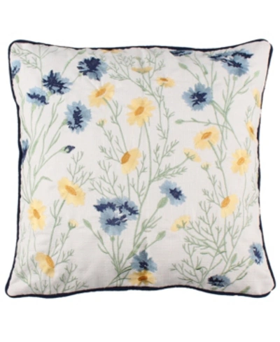 Shop Levtex Linnea Floral Embroidered Decorative Pillow, 18" X 18" In White