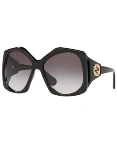 Shop Gucci Sunglasses, Gg0875s 62 In Black/grey