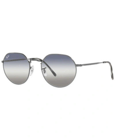 Shop Ray Ban Ray-ban Unisex Jack Sunglasses, Rb3565 53 In Gunmetal/clear Gradient Blue