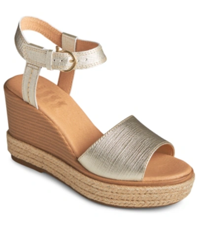 Shop Sperry Women's Fairwater Plushwave Wedge Sandals Women's Shoes In Gold