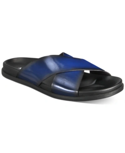 Shop Alfani Men's Whitter Cross Sandals, Created For Macy's In Blue