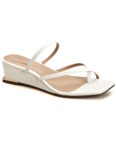 Shop Alfani Women's Eadyn Wedge Sandals, Created For Macy's Women's Shoes In White Croc