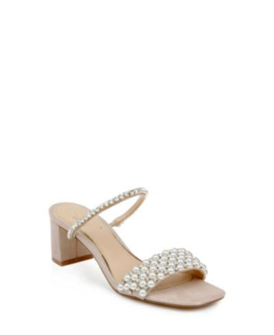 Shop Jewel Badgley Mischka Orsen Embellished Slide Sandals Women's Shoes In Rose Gold-tone