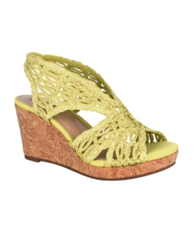 Shop Impo Terinee Woven Raffia Wedge Sandal Women's Shoes In Limeade