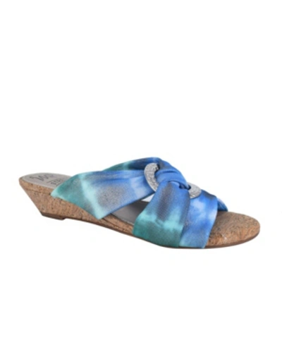 Shop Impo Women's Rexine Memory Foam Slide Sandal In Blue Multi