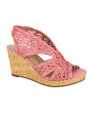 Shop Impo Terinee Woven Raffia Wedge Sandal Women's Shoes In Flamingo Pink