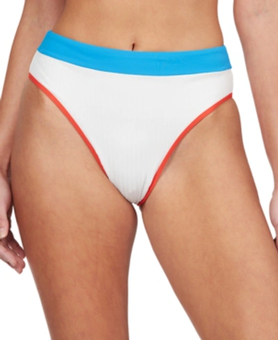 Shop Roxy Printed Hello July Bikini Bottoms Women's Swimsuit In Bright White